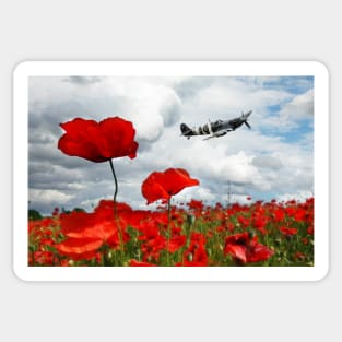 Spitfire Over The Poppy Sticker